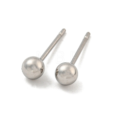 304 Stainless Steel with 201 Stainless Steel Smooth Round Ball Stud Earring Findings STAS-O004-08B-P-1