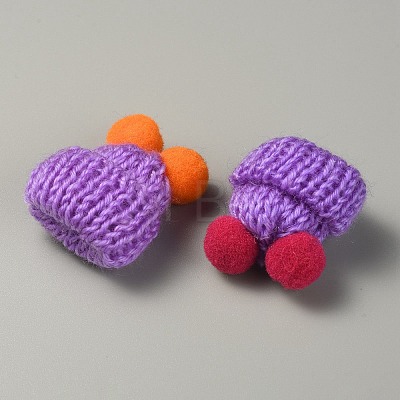 Woolen Crochet Mini Hat with Double Pom Pom Ball DIY-WH0032-56D-1