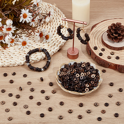 6 Strands Dyed Natural Coconut Disc Bead Strands COCB-SC0001-02A-1