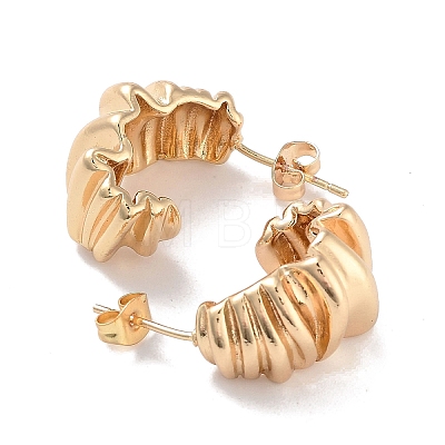 Brass Twist Curved Stud Earrings EJEW-M239-03G-1