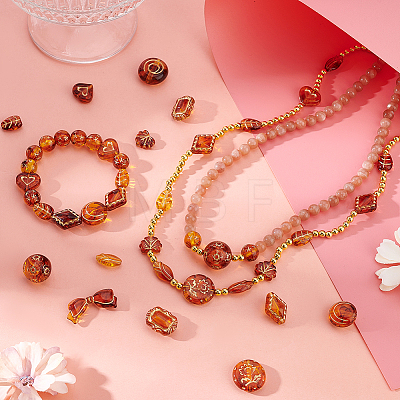   99Pcs 12 Style Imitation Amber Transparent Acrylic Beads MACR-PH0001-69-1