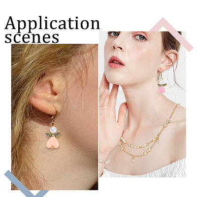 100Pcs Acrylic & ABS Plastic Imitation Pearl Angel Pendants FIND-HY0005-28-1