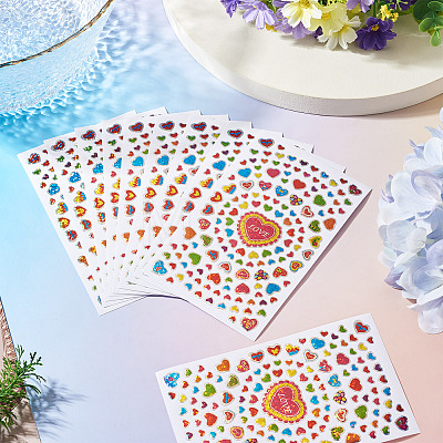 Heart Plastic Stickers DIY-TADJ0002-006C-1