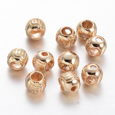 Round Light Gold Plating Brass 3 Hole Guru Beads KK-M189-05-1