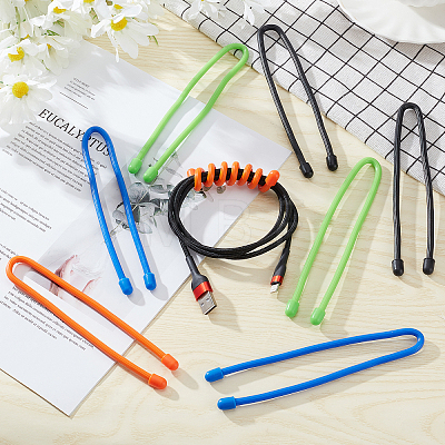 Gorgecraft 8 Strands 4 Colors Reusable Silicone Cable Tie AJEW-GF0005-37-1