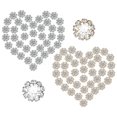 160Pcs 2 Colors Alloy Rhinestone Cabochons ALRI-GO0001-05-1