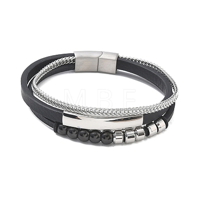 Microfiber Leather Cord Multi-strand Bracelets BJEW-C153-01F-1