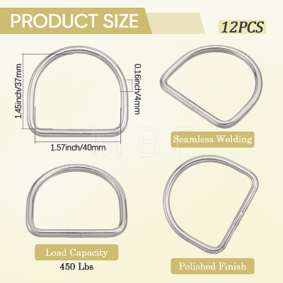 304 Stainless Steel D Rings STAS-CP0001-05D-1