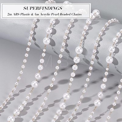 2M ABS Plastic & 4M Acrylic Pearl Beaded Chains DIY-FH0004-33-1