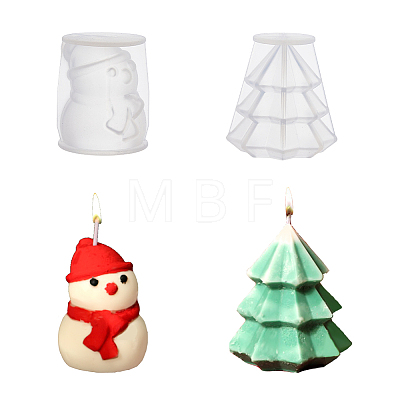 2Pcs 2 Style Christmas Candle Silicone Statue Molds CAND-FH0001-03-1