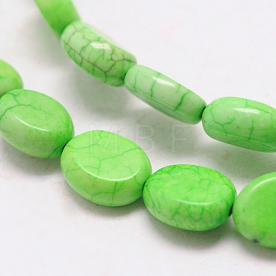 Dyed Synthetical Turquoise Oval Bead Strand G-P083-93-1