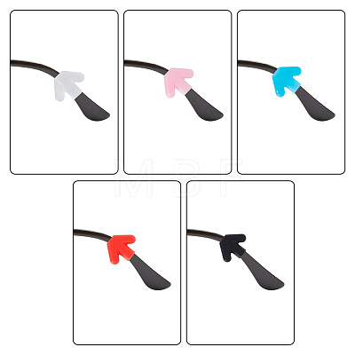 DELORIGIN 20 Pairs 5 Colors Arrow Silicone Eyeglasses Ear Grips Sleeve Holder AJEW-DR0001-20-1