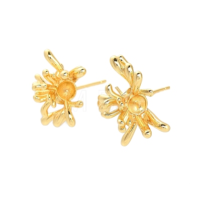 Flower Brass Stud Earring Findings KK-D102-05G-1