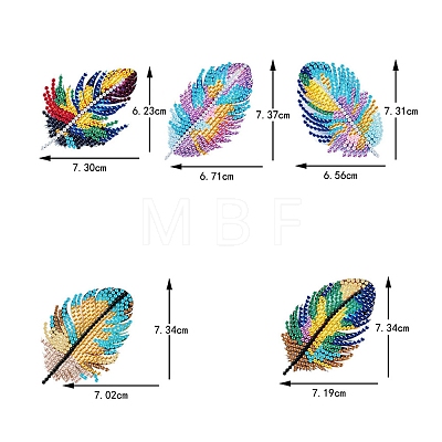 DIY Diamond Painting Feather Keychain Kits PW-WGA5AAF-01-1