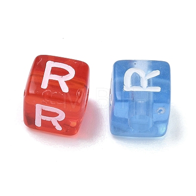 Spray Painted Transparent Acrylic Beads MACR-K365-07R-1