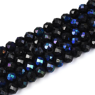 AB Color Plated Natural Black Spinel Beads Strands G-T144-B07-03-1
