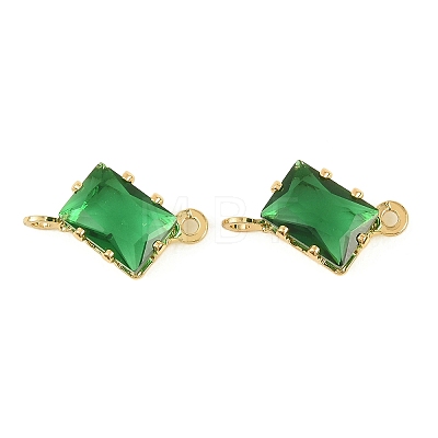 Brass Pave Cubic Zirconia Rectangle Connector Charms KK-P347-05G-03-1