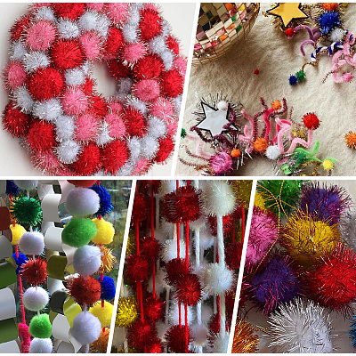 32Pcs Faux Fur Soft Sequins Pompom Ball DIY-SC0033-96C-1