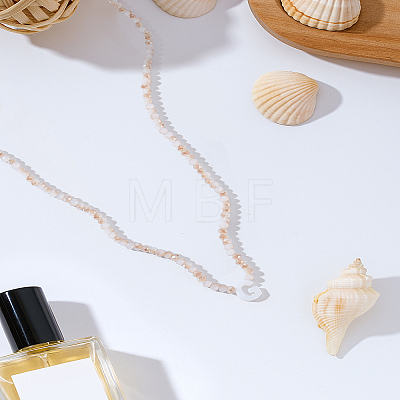 1Pc Glass Rondelle Beaded Necklaces NJEW-LP0007-23G-1