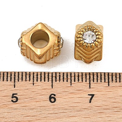 304 Stainless Steel Rhinestone European Beads RB-CBA72D5-04G-02-1