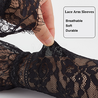 AHADERMAKER 2 Pairs 2 Colors Polyester Lace Arm Sleeves AJEW-GA0006-15-1