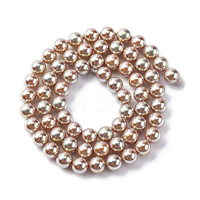 UV Plating Pearlized Glass Pearl Beads Strands GLAA-F128-01A-T15-1