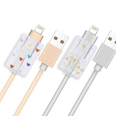 4 Pairs 4 Style TPU Data Cable Protective Sleeve AJEW-HY0001-31-1