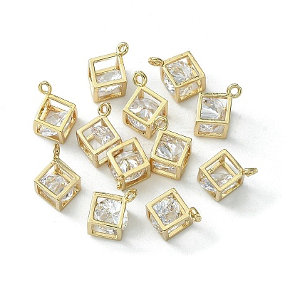 Brass Cubic Zirconia Charms KK-G462-53KCG-1