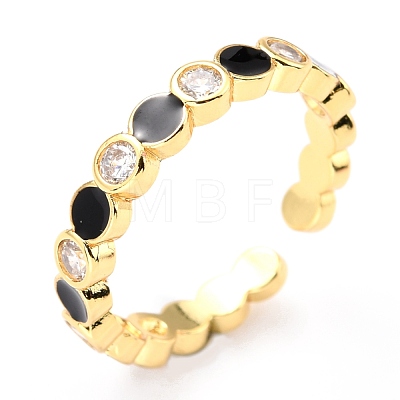 Adjustable Real 18K Gold Plated Brass Enamel Finger Rings RJEW-L071-22G-1