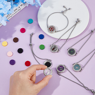 316 Surgical Stainless Steel & Alloy Rhinestone Diffuser Locket Slider Bracelets BJEW-HS0001-14-1