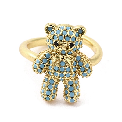 Rack Plating Brass Micro Pave Cubic Zirconia Finger Ring RJEW-C072-32A-02G-1