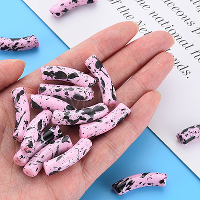 Opaque Spray Painted Acrylic Beads MACR-S372-002F-B03-1