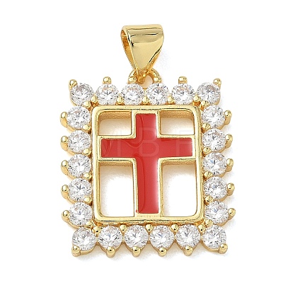 Religion Cross Brass Micro Pave Clear Cubic Zirconia Pendants CU-CBA83A6-03G-G-1
