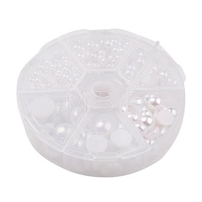 1Box ABS Plastic Imitation Pearl Dome Cabochons SACR-JP0001-09-1