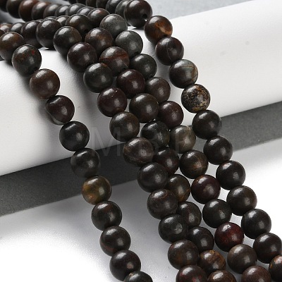 Natural Polychrome Jasper/Picasso Stone/Picasso Jasper Beads Strands G-C160-01-6mm-1