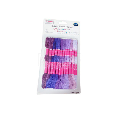 12 Skeins 12 Colors 6-Ply Polyester Embroidery Floss PW-WG76902-07-1