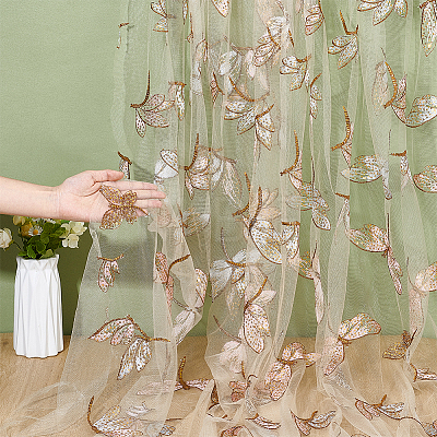 Butterfly & Dragonfly Pattern Polyester & Sequin Fabric FB-XCP0001-05-1