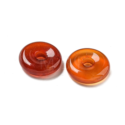 Natural Carnelian Donut/Pi Disc Charms G-G142-01U-1