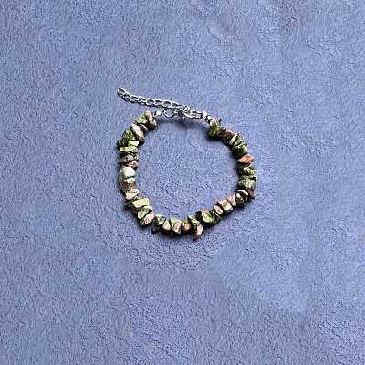 Natural Unakite Chip Beaded Bracelets for Women IW6789-22-1