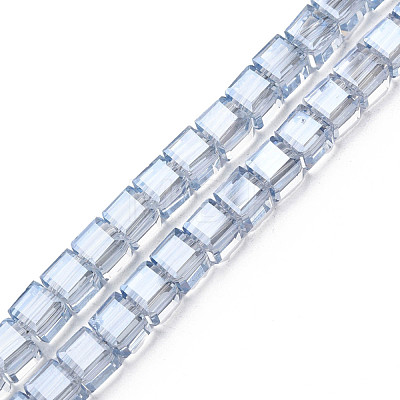 Electroplate Transparent Glass Beads Strands EGLA-N002-28-F03-1