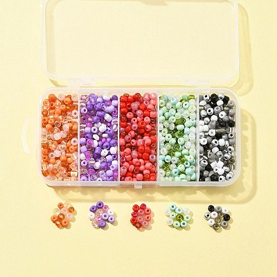90G 5 Style Opaque & Transparent Inside Colours Glass Seed Beads SEED-FS0001-15B-1