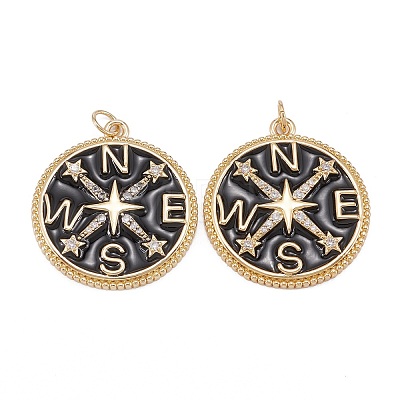 Eco-Friendly Brass Micro Pave Clear Cubic Zirconia Enamel Pendants ZIRC-C024-01G-01-1