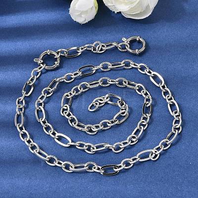 5.5MM 201 Stainless Steel Textured Figaro Chain Necklaces for Unisex NJEW-K302-17P-1