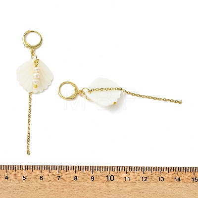 Natural Cultured Freshwater Pearl & Natural Freshwater Shell Earrings for Women EJEW-JE07275-01-1
