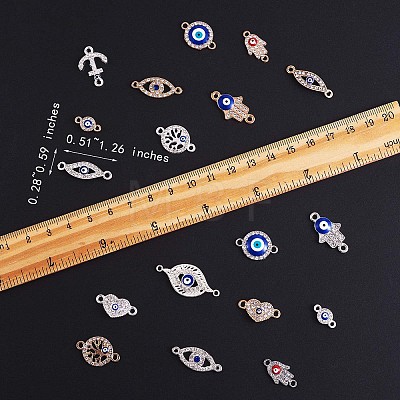 20Pcs Alloy Eye Charm Connector Assorted Evil Eye Connector Mixed Shape Eye Charm Pendant for Jewelry Necklace Bracelet Earring Making Crafts JX219A-1