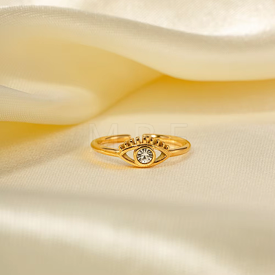 Adjustable 304 Stainless Steel with Cubic Zirconia Cuff Open Rings for Women LS-DT5559-1