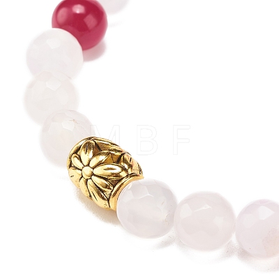 Natural Gemstone Beaded Stretch Bracelet with Alloy Column for Women BJEW-JB08503-1