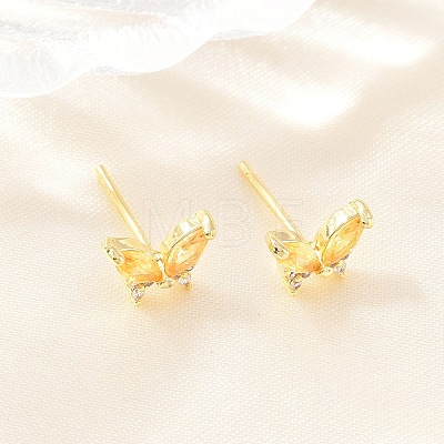 Brass Micro Pave Cubic Zirconia Stud Earrings for Women KK-A305-06G-03-1