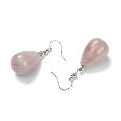 Natural Rose Quartz Dangle Earrings EJEW-P143-C18-1