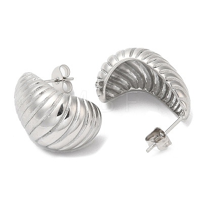 304 Stainless Steel Croissant Stud Earrings EJEW-B026-17P-1